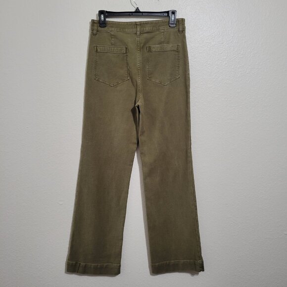 Faherty Terry Wide Leg Pants Military Olive Size 30 - Picture 6 of 11